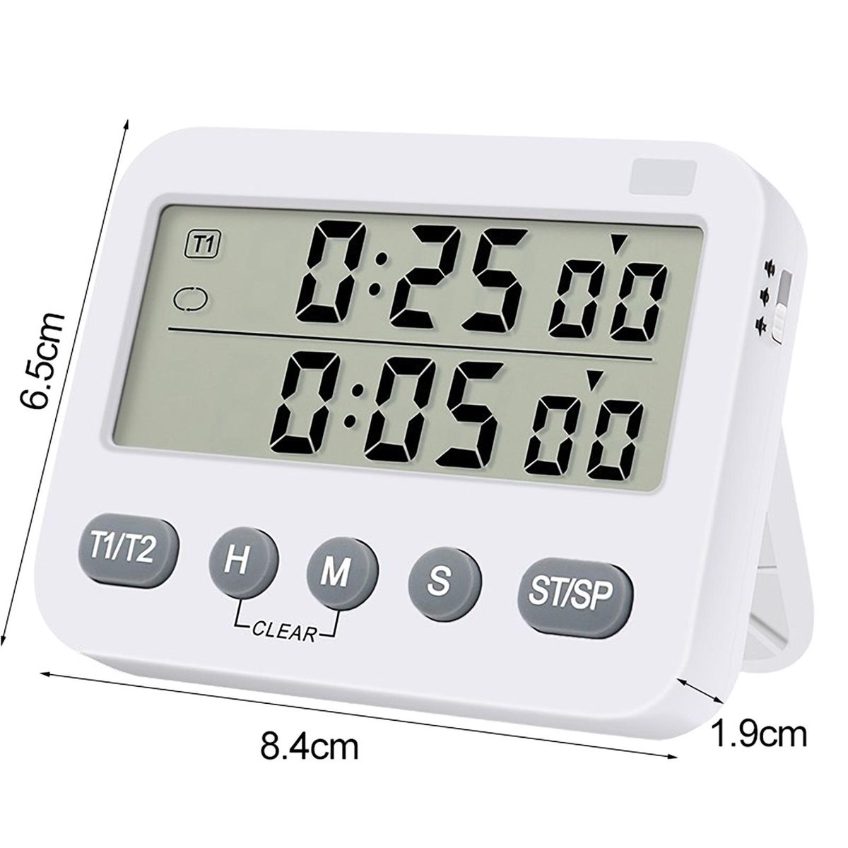Baking Timer Digital Kitchen Timer Battery Powered Dual for Efficient White