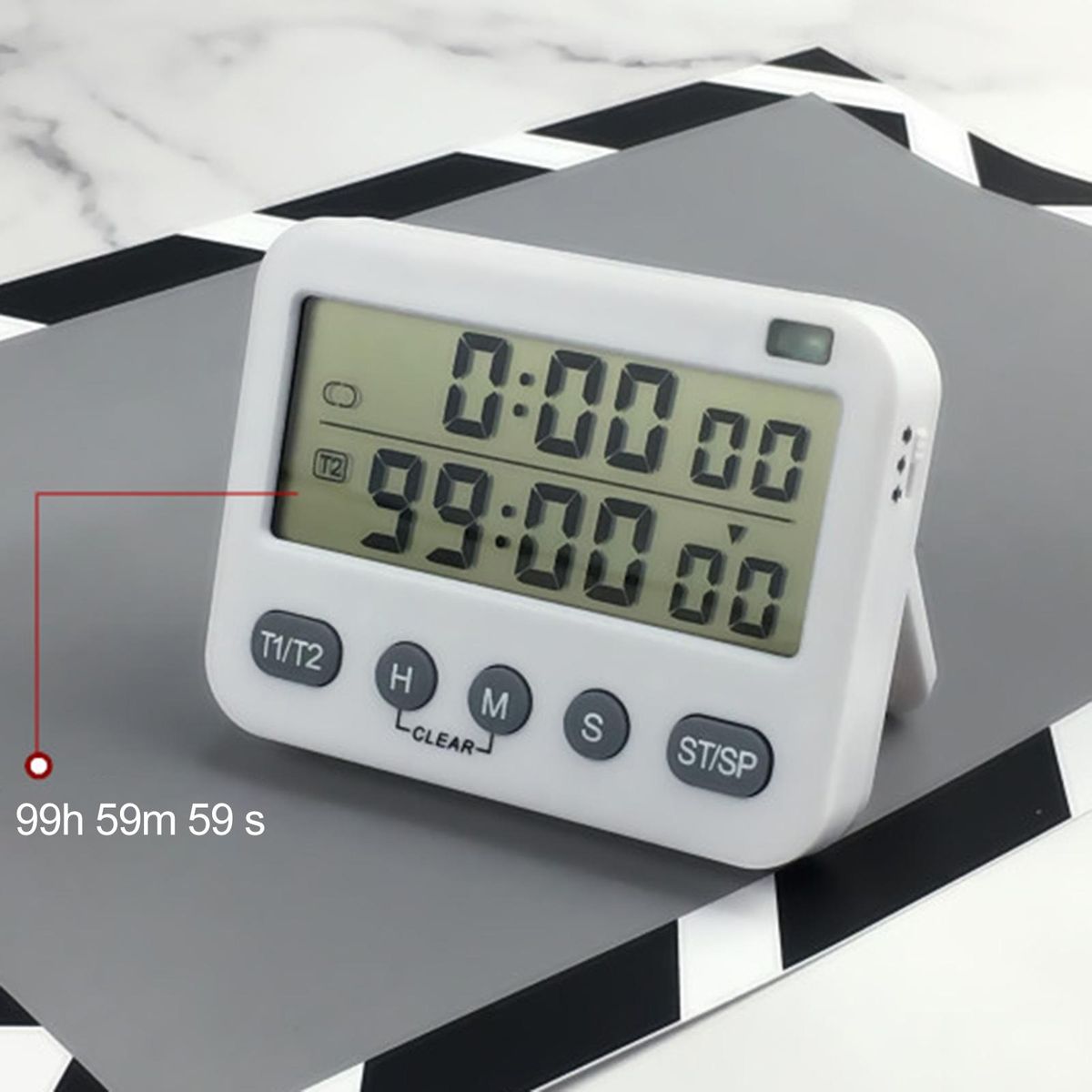 Baking Timer Digital Kitchen Timer Battery Powered Dual for Efficient White