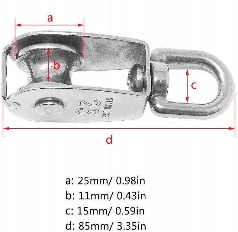 Lifting Single Pulley Roller Loading 330Ibs 304 Stainless Steel 5PCS