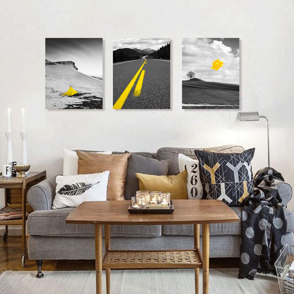 Canvas Print Paintings with Frames Wall Art Decor Travel Views Art Prints Pictures Road Snow Mountain Artwork Home Decor for Bedroom Living Room 12x16in 3PCS