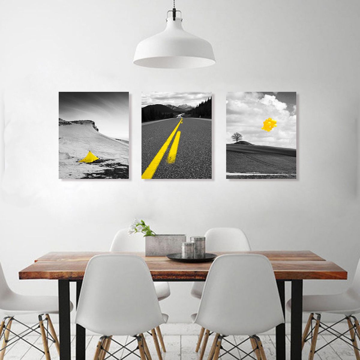 Canvas Print Paintings with Frames Wall Art Decor Travel Views Art Prints Pictures Road Snow Mountain Artwork Home Decor for Bedroom Living Room 12x16in 3PCS