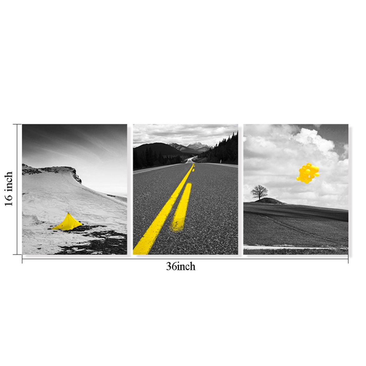 Canvas Print Paintings with Frames Wall Art Decor Travel Views Art Prints Pictures Road Snow Mountain Artwork Home Decor for Bedroom Living Room 12x16in 3PCS