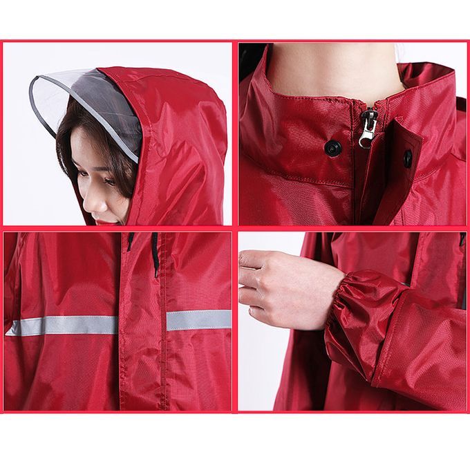 Women Raincoats Suit With Hood Work Reflective Rain Wear Rain XXXL Red