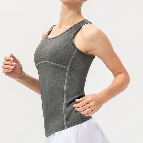 Womens Fitness Tank Top Running Vest Casual Gym Sleeveless Sportswear（Gray）