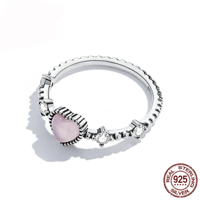 925 Silver Fashion Love Heart Zircon Ring Jewelry Accessories