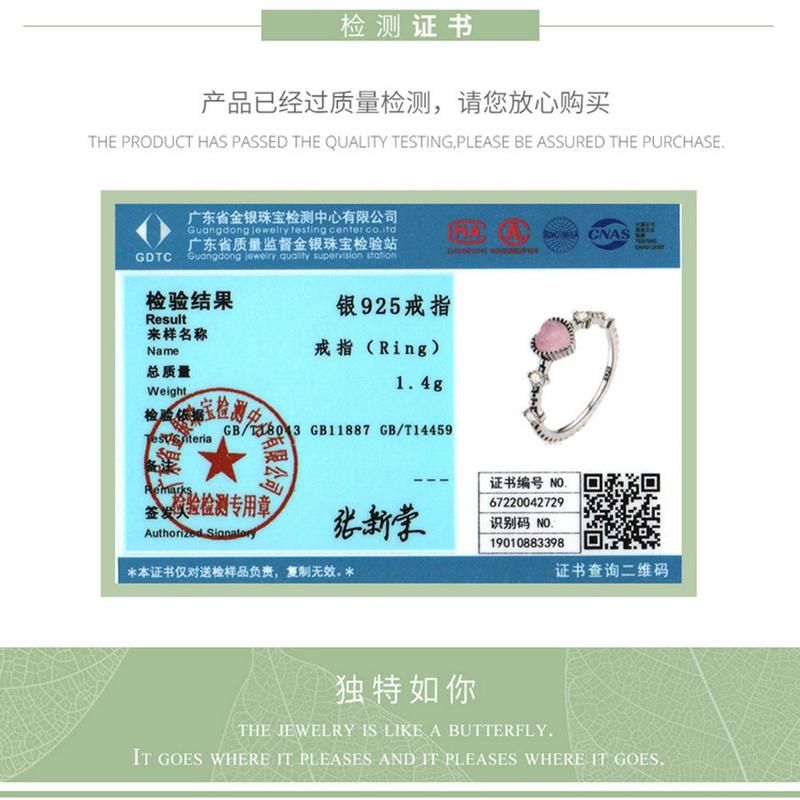 925 Silver Fashion Love Heart Zircon Ring Jewelry Accessories