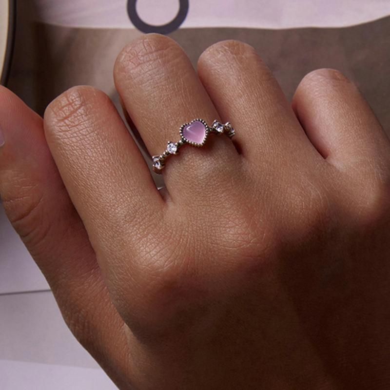 925 Silver Fashion Love Heart Zircon Ring Jewelry Accessories