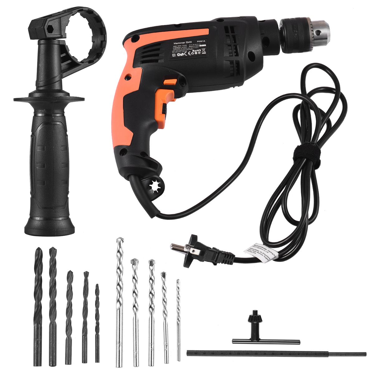 710W 6-AMP Corded Electric Hammer Drill 2800RPM Variable