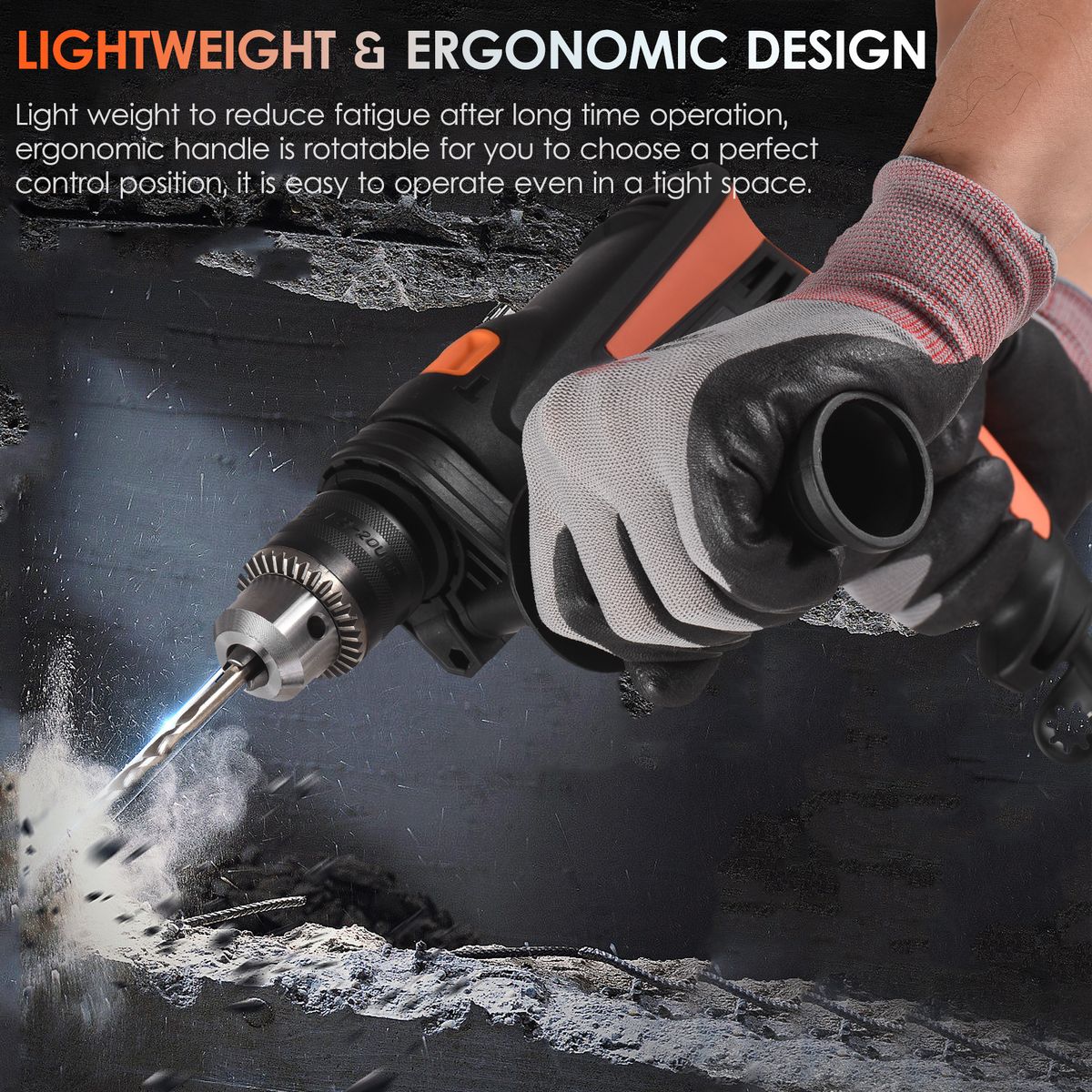 710W 6-AMP Corded Electric Hammer Drill 2800RPM Variable