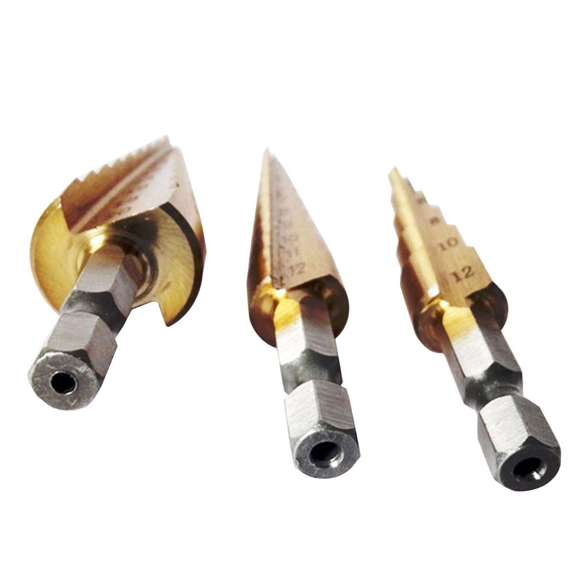 3PCS Titanium Step Drill Bit Set Multiple Hole Step Drill