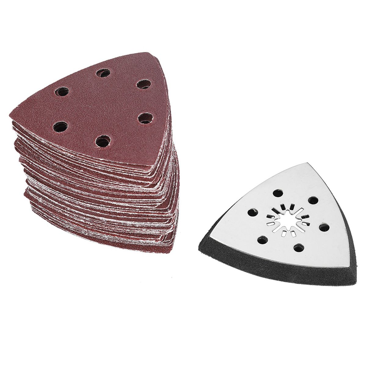 61pcs 90mm 6 Holes Triangle Sanding Pad Sand Paper
