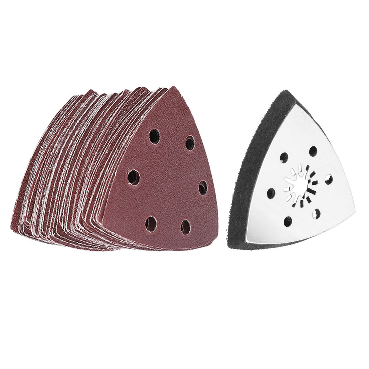 61pcs 90mm 6 Holes Triangle Sanding Pad Sand Paper