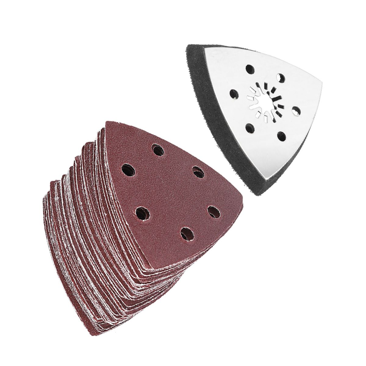 61pcs 90mm 6 Holes Triangle Sanding Pad Sand Paper