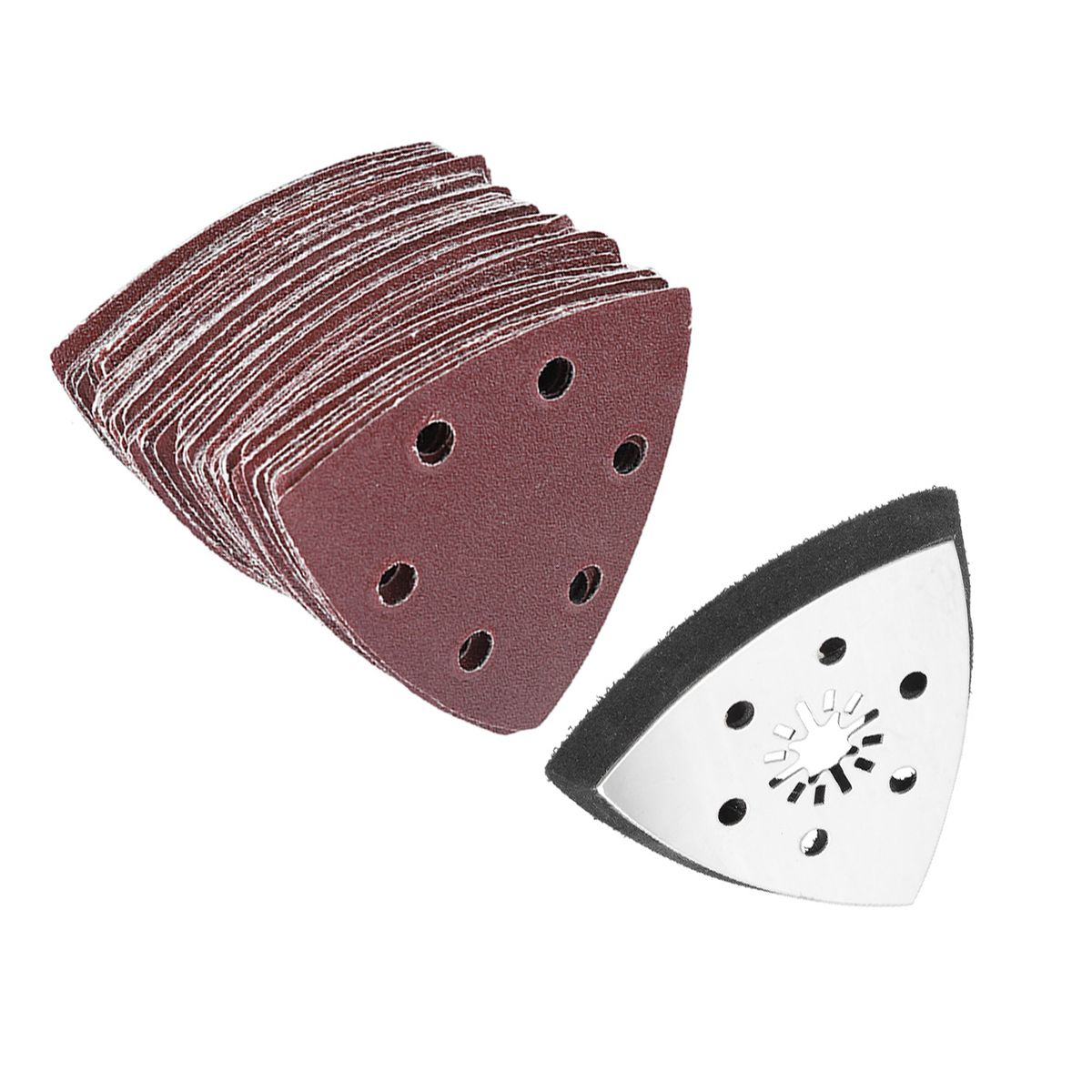 61pcs 90mm 6 Holes Triangle Sanding Pad Sand Paper