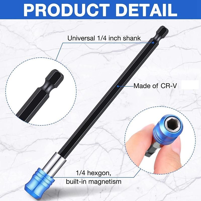 6-Piece Drill Extension Quick Release Magnetic Screwdriver Bit Base 14 Inch Hex Drill Extension Quick Release Set
