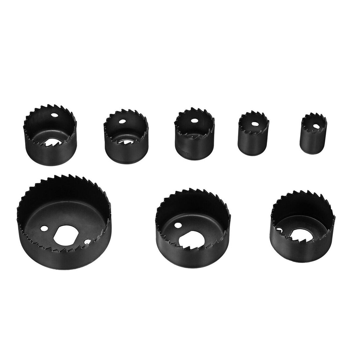 12Pcs Carbon Steel Hole Saw Kit 3/4'' to 2 1/2'' Wood Metal Round Hole Drilling Cutting
