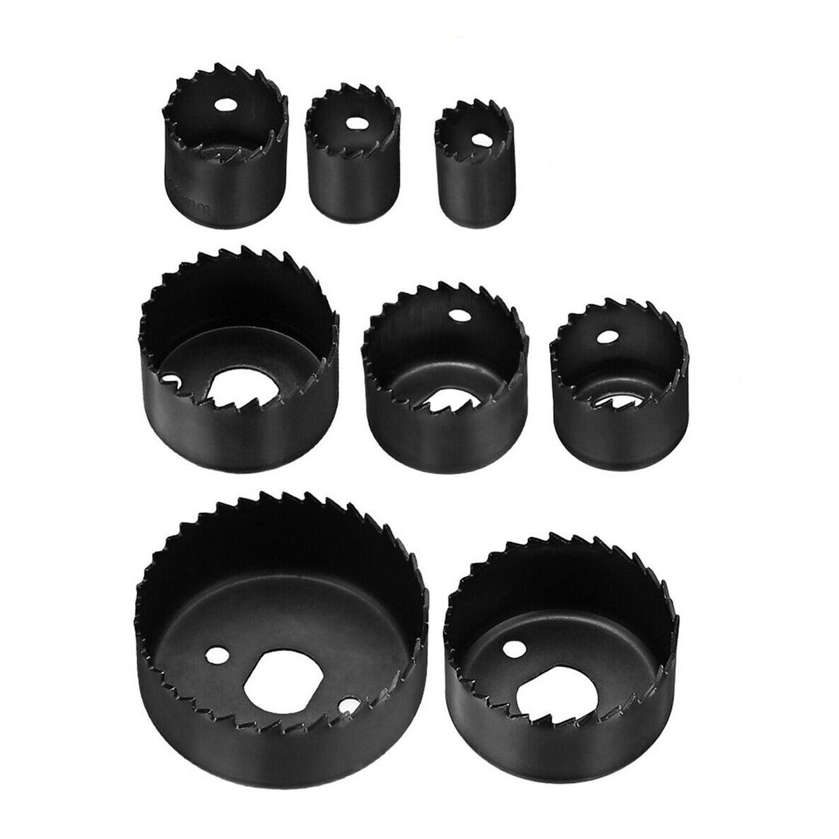 12Pcs Carbon Steel Hole Saw Kit 3/4'' to 2 1/2'' Wood Metal Round Hole Drilling Cutting