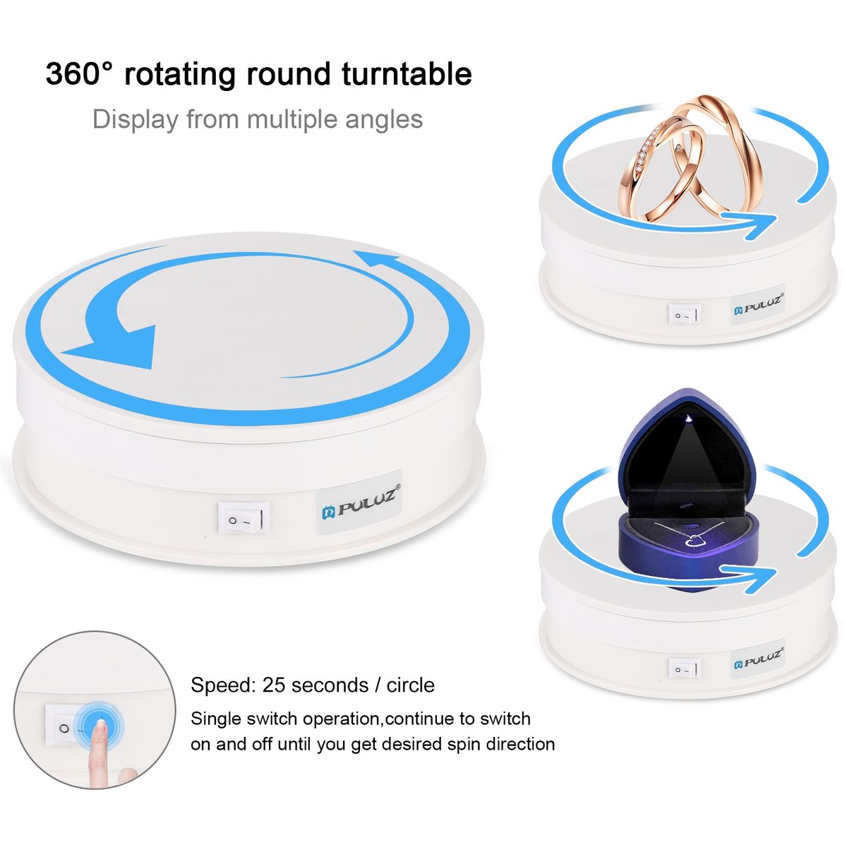 PULUZ 15cm USB Electric Rotating Turntable-...
