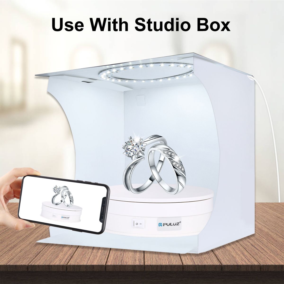 PULUZ 15cm USB Electric Rotating Turntable-...