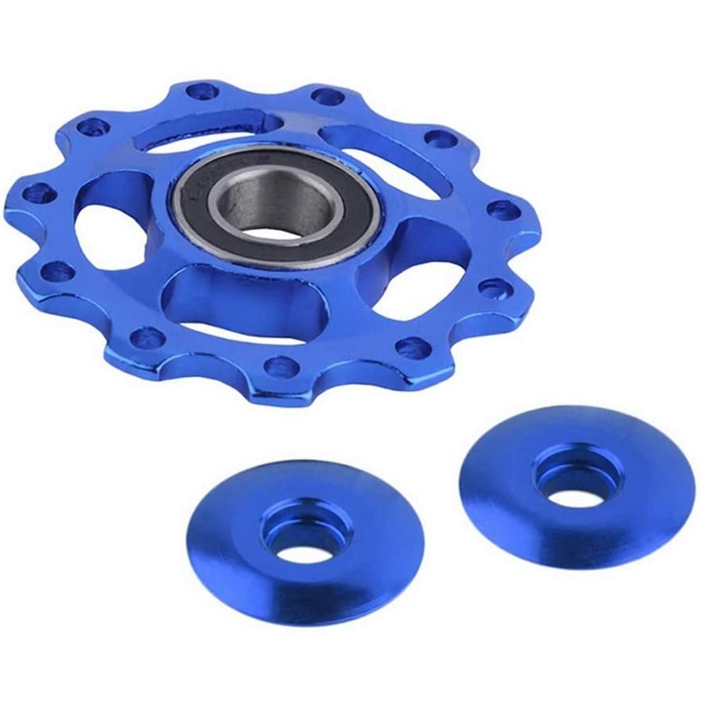 11T MTB Bicycle Rear Derailleur Jockey Wheels Jockey Wheel Ball Bearing Front Derailleur Guide Pulley, Blue
