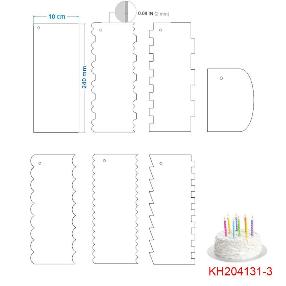 Clear Acrylic Cake Scraper Smoothing Tool Set Cake Stripe Edge Frosting Side Cake Scraper Set Cake scraper 7-piece set (hanging hole type)