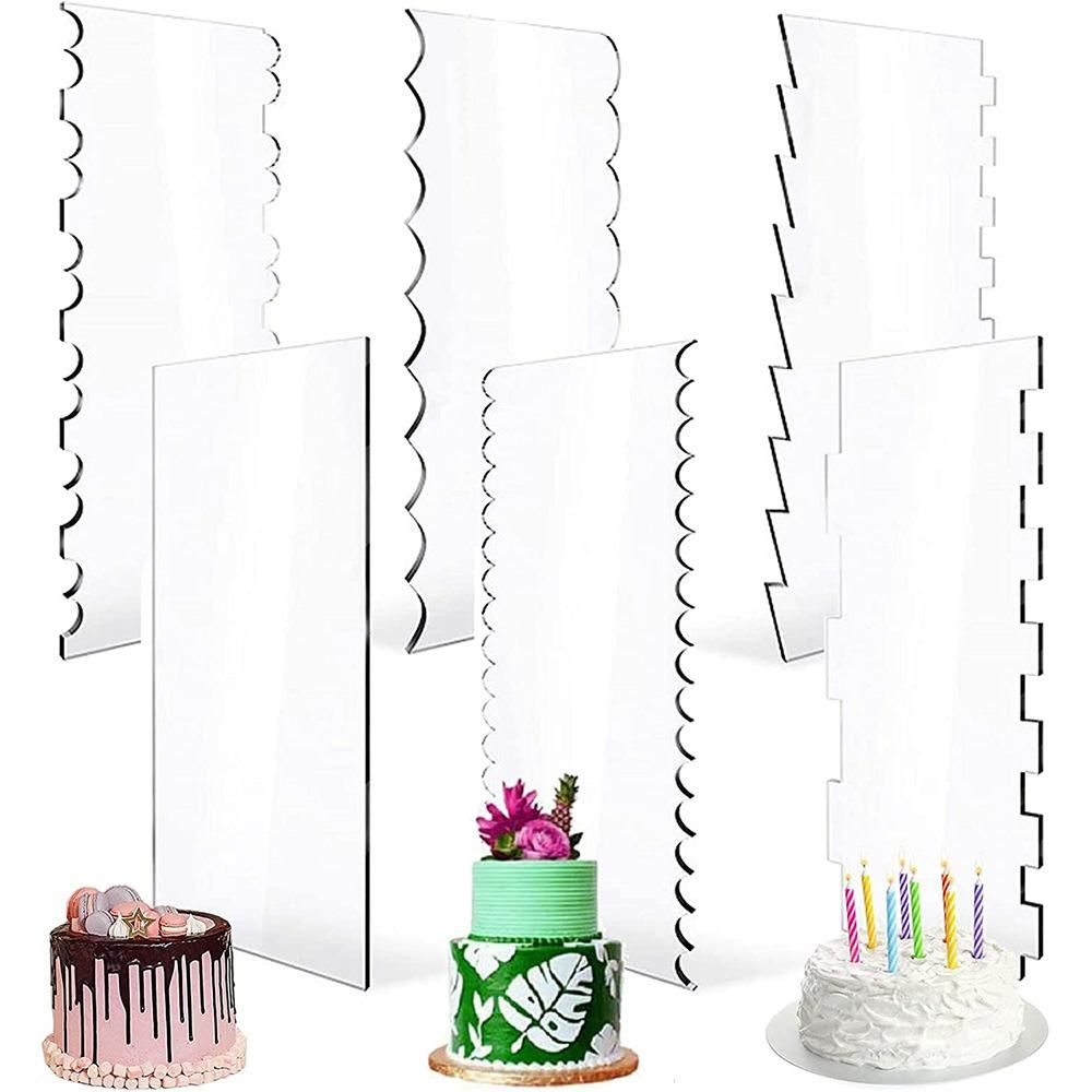 Clear Acrylic Cake Scraper Smoothing Tool Set Cake Stripe Edge Frosting Side Cake Scraper Set Cake scraper 7-piece set (hanging hole type)