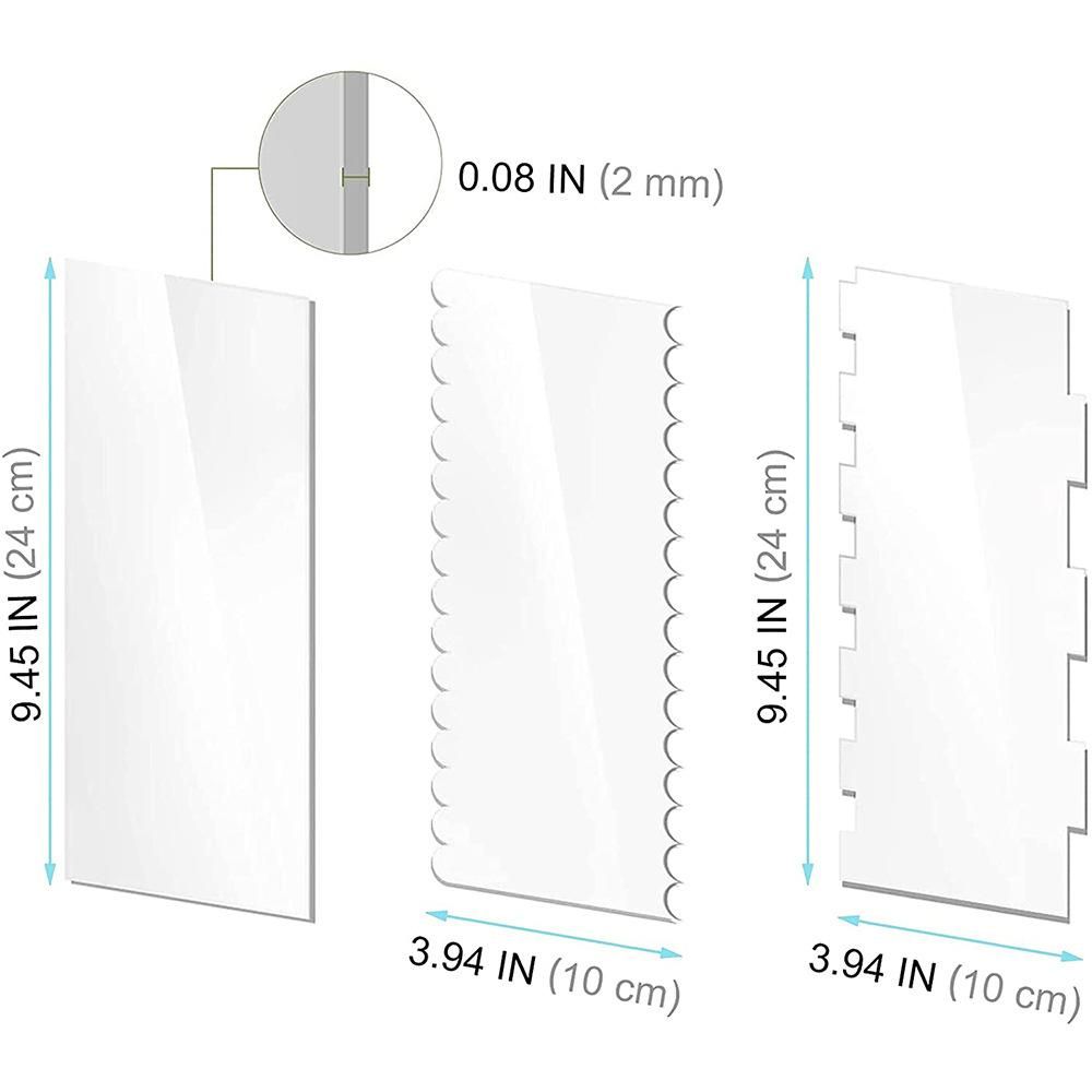 Clear Acrylic Cake Scraper Smoothing Tool Set Cake Stripe Edge Frosting Side Cake Scraper Set Cake scraper 7-piece set (hanging hole type)