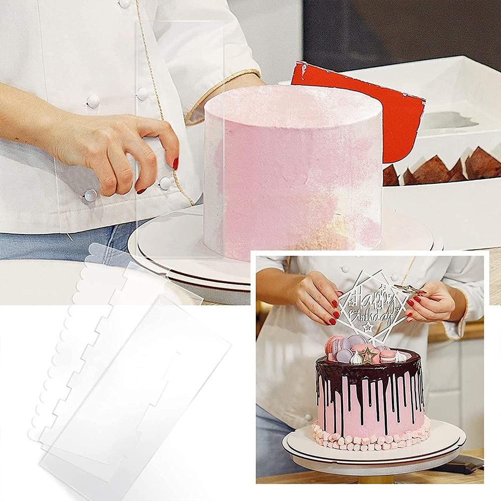 Clear Acrylic Cake Scraper Smoothing Tool Set Cake Stripe Edge Frosting Side Cake Scraper Set Cake scraper 7-piece set (hanging hole type)