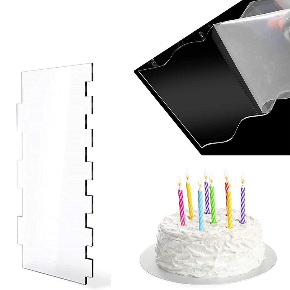 Clear Acrylic Cake Scraper Smoothing Tool Set Cake Stripe Edge Frosting Side Cake Scraper Set Cake scraper 7-piece set (hanging hole type)