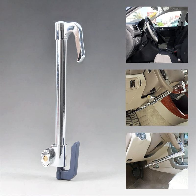 Car Steering Wheel Lock Security Anti-theft Pedal Lock Retractable Double Hook Automobile Clutch