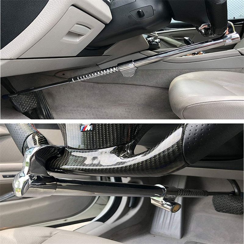 Car Steering Wheel Lock Security Anti-theft Pedal Lock Retractable Double Hook Automobile Clutch