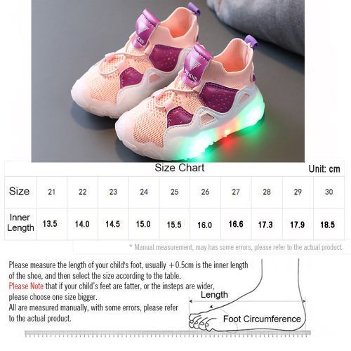Flying Woven Light-emitting Children's Sports Shoes Boys And Girls Sneaker Pink