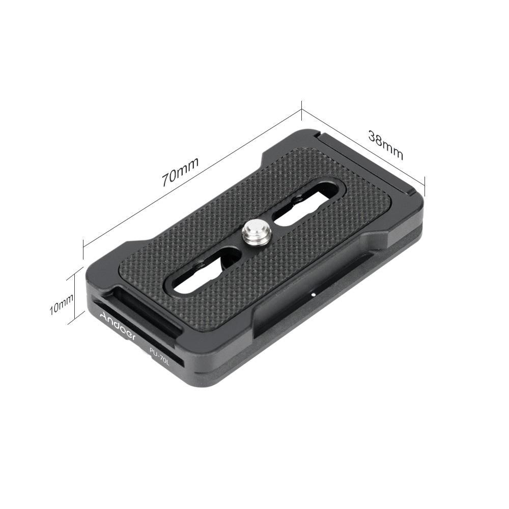 Andoer PU-70L Quick Release Plate 70mm QR Plate 1/4 Inches Mounting Screw Compatible with Arca Swiss Standard Tripod Head