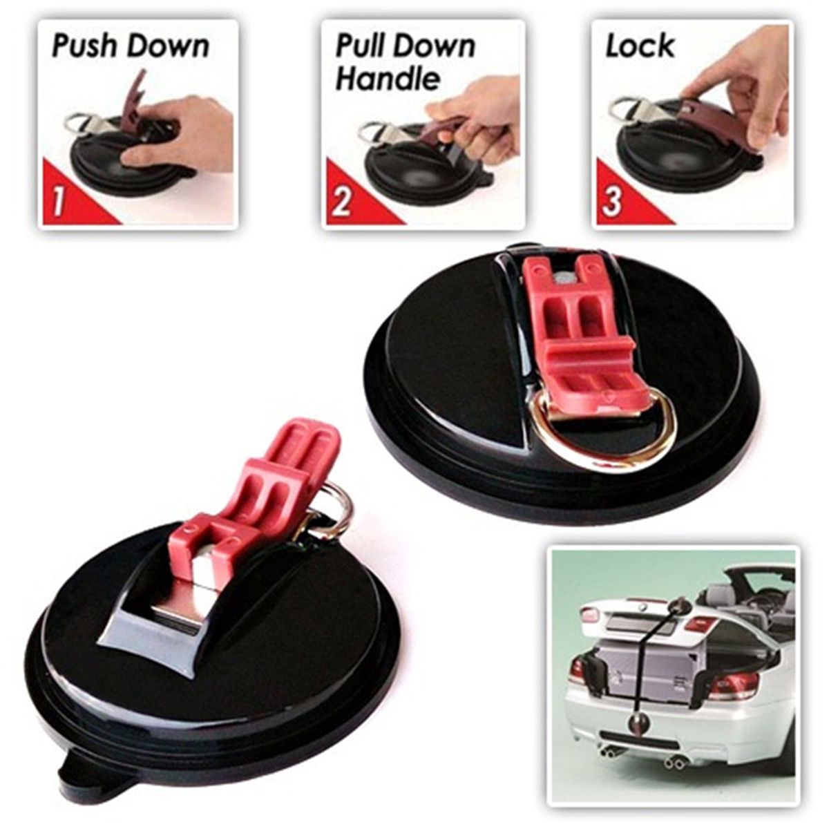 Vacuum Suction Cup Anchor With 2PCS Securing Hooks Heavy