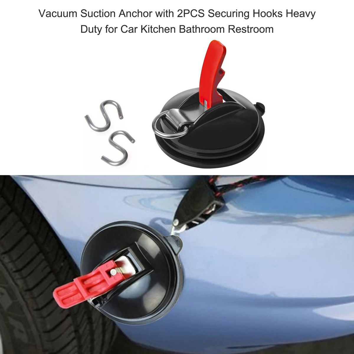 Vacuum Suction Cup Anchor With 2PCS Securing Hooks Heavy