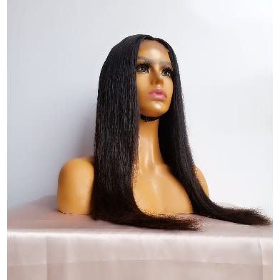 Bone Straight Virgin Lace Closure Wig-Black
