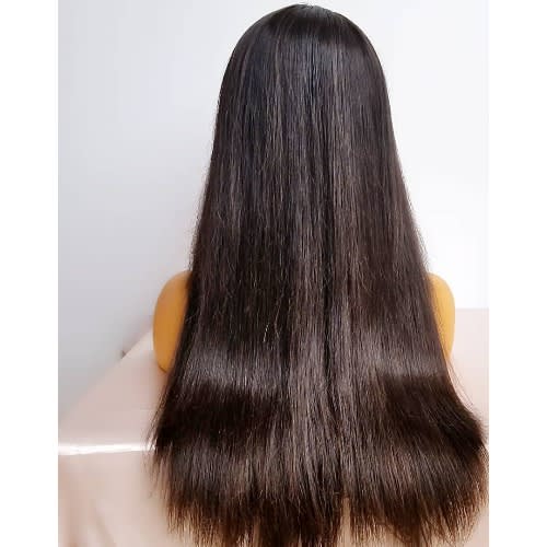 Bone Straight Virgin Lace Closure Wig-Black