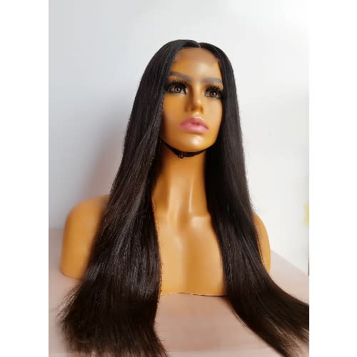 Bone Straight Virgin Lace Closure Wig-Black