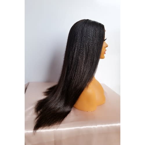 Bone Straight Virgin Lace Closure Wig-Black