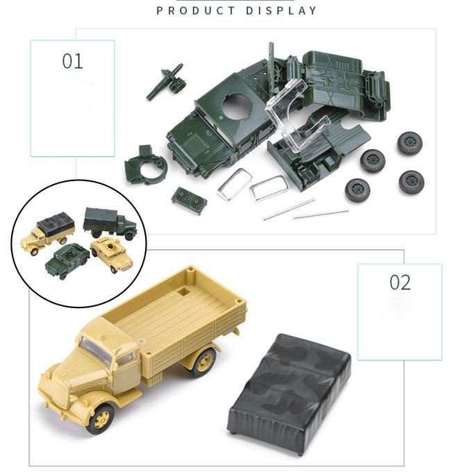 4PC 1/72 4D Assemble Truck USA Humvee Germany Truck Plastic Vehicle