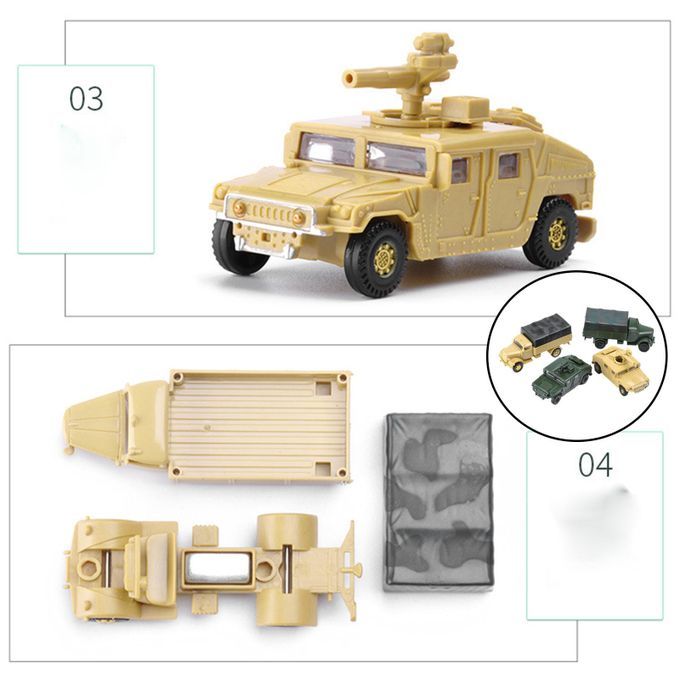 4PC 1/72 4D Assemble Truck USA Humvee Germany Truck Plastic Vehicle