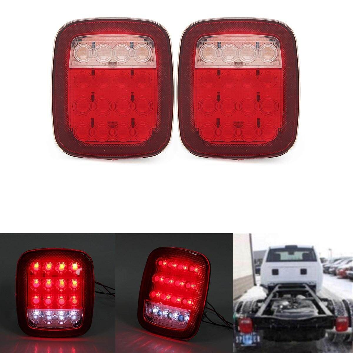 Universal 16 LED Stop Tail Turn Signal Backup Clearance Marker Light Red/White