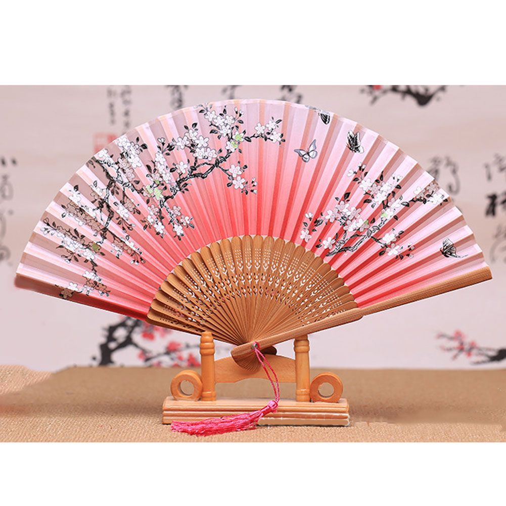 Fans For Fans Women LXY9 Folding Handheld Butterfly Home Craft Tassel Folding Bamboo Girls Art Decoration Gift Flowers Pattern