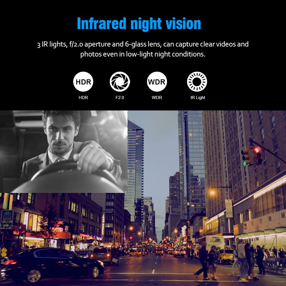 Car DVR Dash Cam Dual Lens FHD 3.0 Inch Dash Cam Auto Video Recorder Registrator Dvrs With Infrared Red Night Vision G-sensor