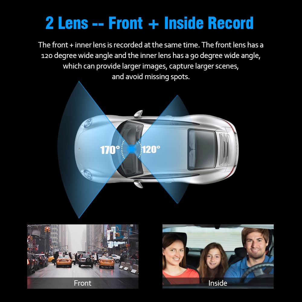 Car DVR Dash Cam Dual Lens FHD 3.0 Inch Dash Cam Auto Video Recorder Registrator Dvrs With Infrared Red Night Vision G-sensor