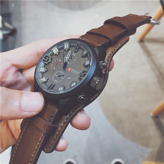 Leather Watch Men Military Sports Quartz Wrist Watch