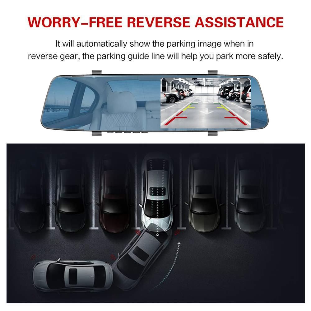 4.3 Inch FHD 1080P Car DVR Camera Rear View Mirror Video Recorder Dual Lens Registrator Dash Cam