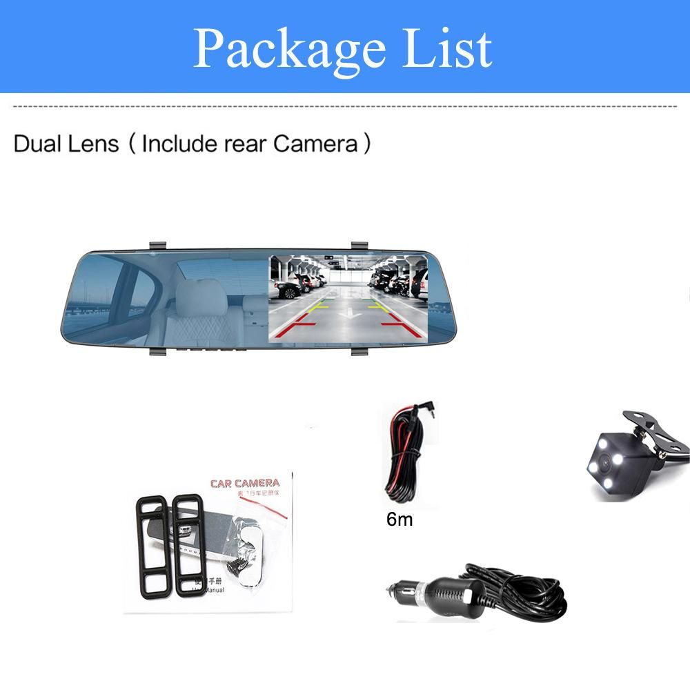 4.3 Inch FHD 1080P Car DVR Camera Rear View Mirror Video Recorder Dual Lens Registrator Dash Cam