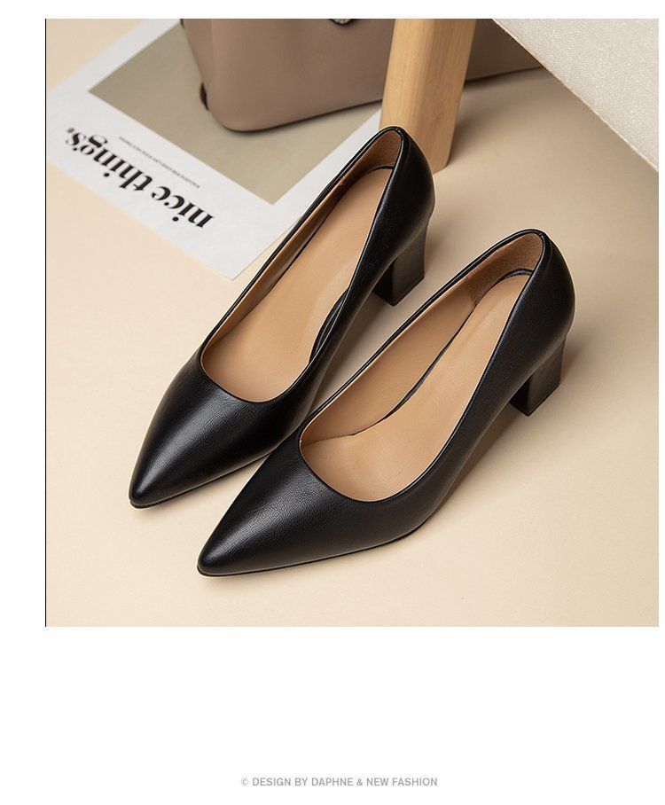 Comfortable Pointed High-heels For Professional Women - Black