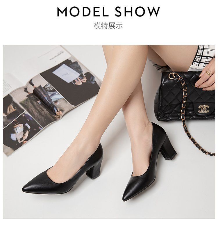 Comfortable Pointed High-heels For Professional Women - Black